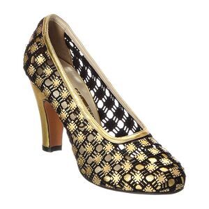 Ferragamo Archives 1930 Fantastica Leather Pump, Gold
